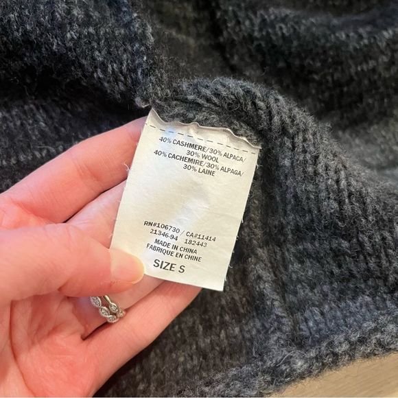 Vince Cashmere Wool Black Striped Short Sleeve Open Front Hooded Cardigan Size S - Picture 3 of 4